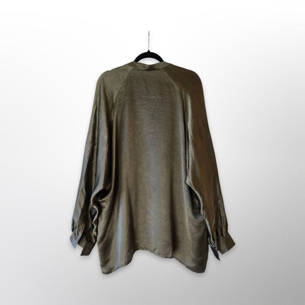 NWT Haider Ackermann Khaki Washed Satin Oversized US 8 Shirt FR 40 Maxfield - Picture 15 of 15